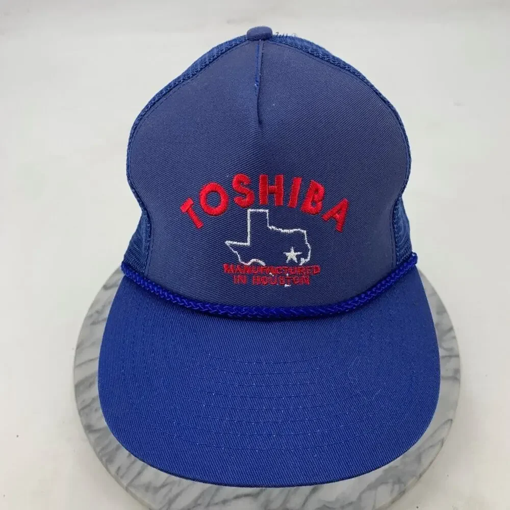 Vintage Toshiba Hat Mens Snapback Mesh‎ Trucker Houston Texas Factory Mohr's